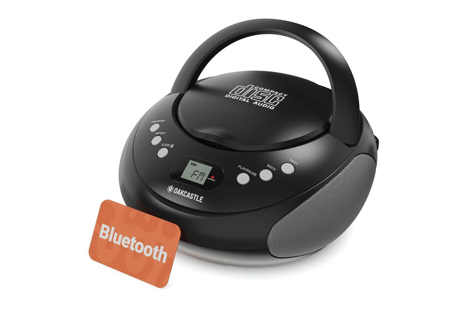 Majority Audio | Oakcastle CD250 Portable CD Player Boombox | Bluetooth & FM Radio | Black