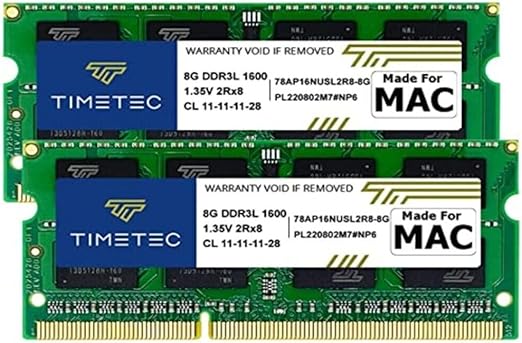 Timetec 16GB KIT(2x8GB) Compatible for Apple DDR3L 1600MHz for Early/Mid/Late Mac Book Pro(2011-2012), iMac(2011-2015), Mac Mini(2011-2012) MAC RAM