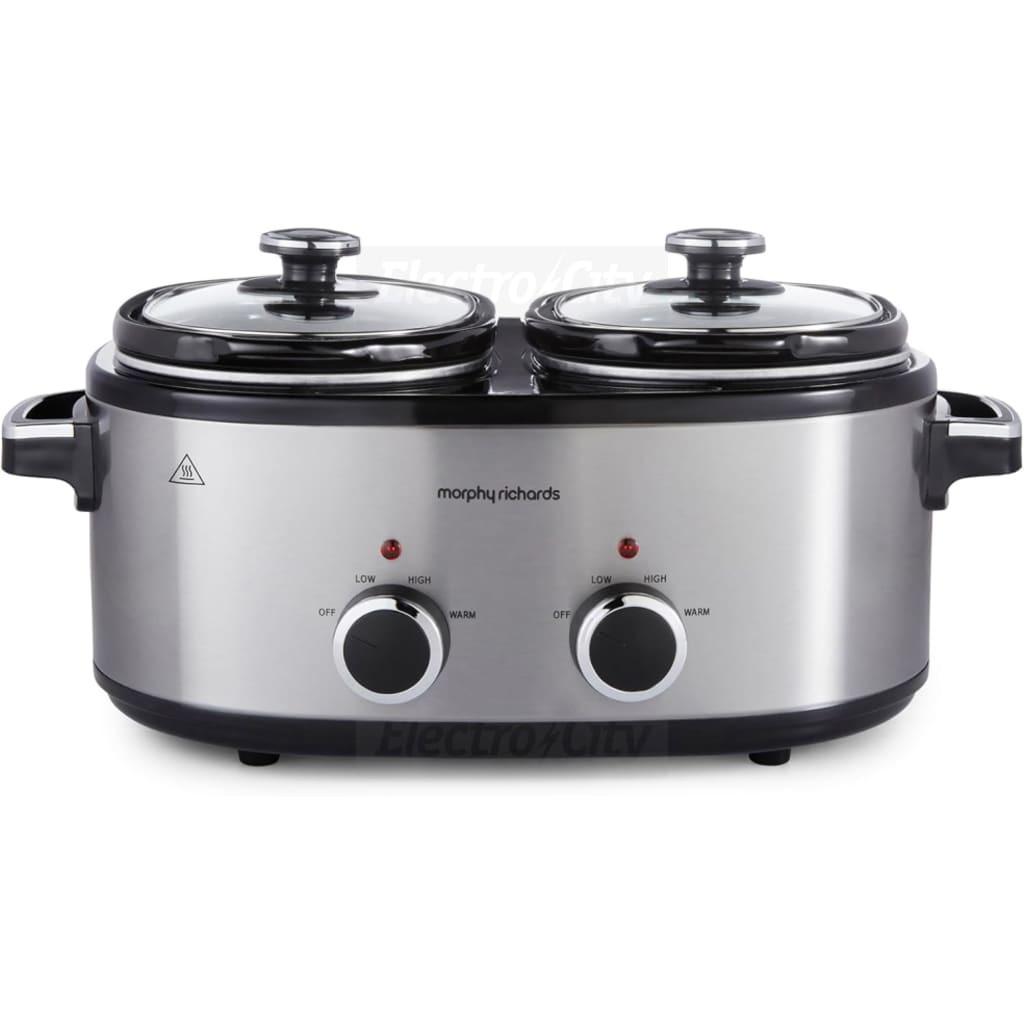 Morphy Richards 3.8L DuoServe Double Pot Slow Cooker | Brushed Stainless Steel