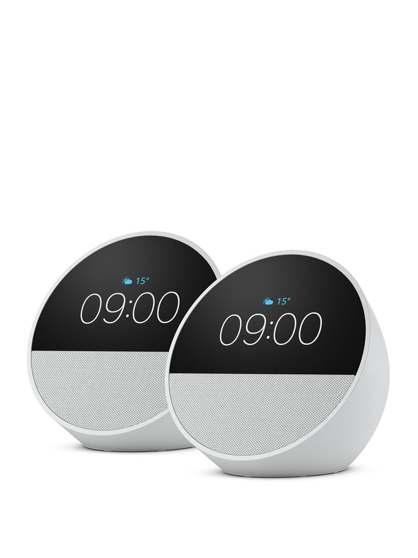 Amazon Echo Spot Alarm Clock with Alexa - 2 Pack, White