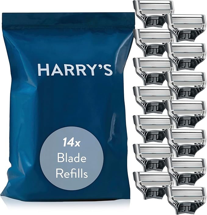 Harry's Razor Blades Men, Pack of 14 Razor Blade Refills with Precision Trimmer, 5 Anti-Friction Blades, Suitable for Mailbox