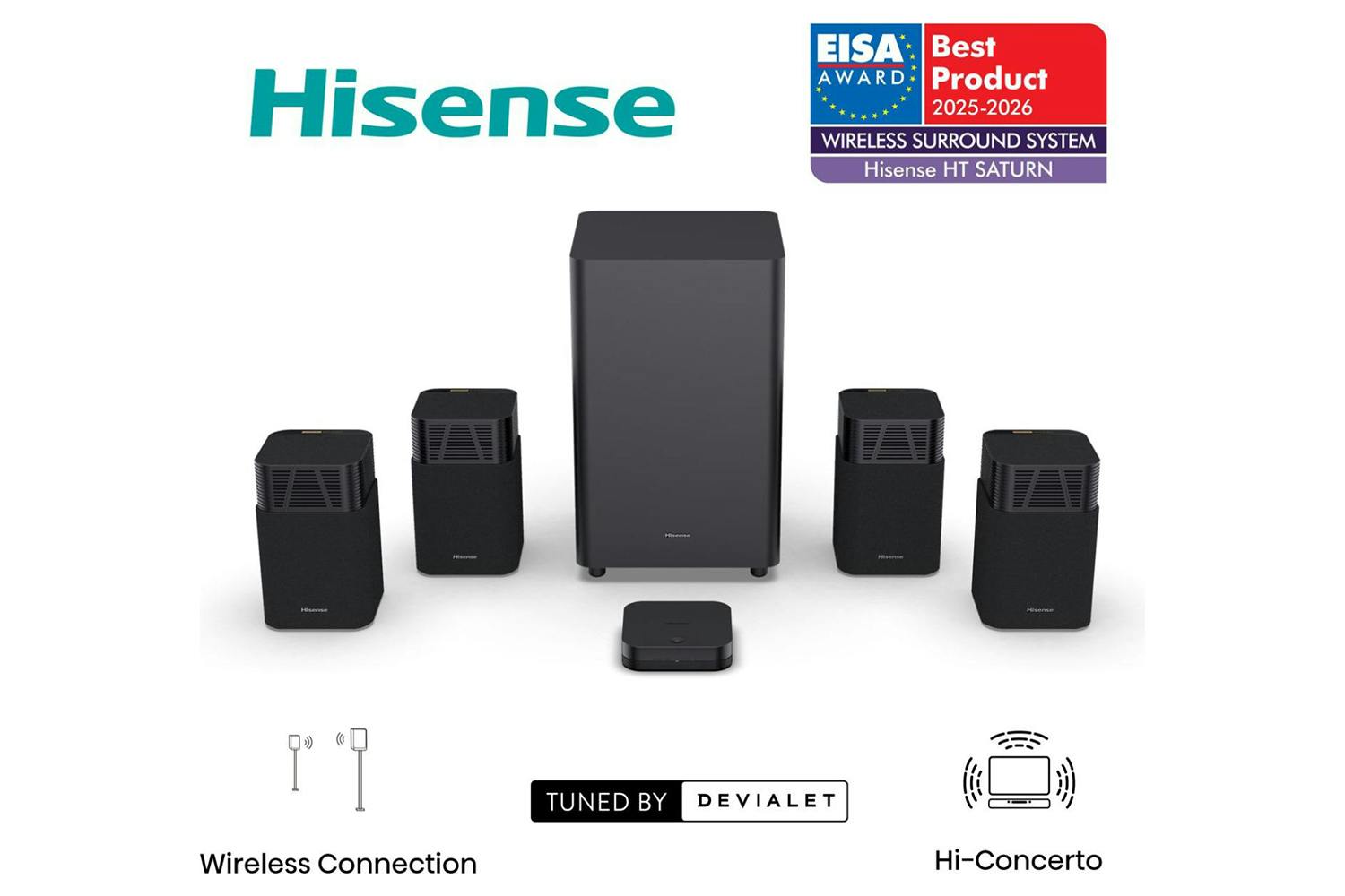 Hisense 4.1.2 CH Soundbar with Subwoofer and Wireless Speaker | HTSATURN