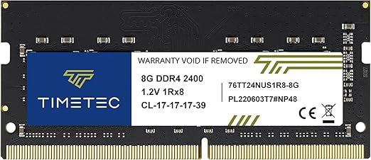 Timetec Premium 8GB DDR4 2400MHz (DDR4-2400) PC4-19200 (PC4-2400T) Non-ECC Unbuffered 1.2V CL17 1Rx8 Single Rank 260 Pin SODIMM Laptop Notebook PC Computer Memory RAM Module Upgrade