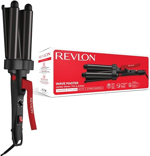 Revlon Hair Tools RVIR3056UKE Revlon Wave Master Jumbo Wave Iron - 3 Jumbo Styling Plates - Tourmaline Ceramic Coating - 30 Temperature Settings up to 190° C