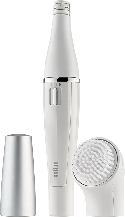 Braun FaceSpa Face Epilator for Women, Hair Removal with Facial Cleansing Brush Head, 100% Waterproof, SE810, White
