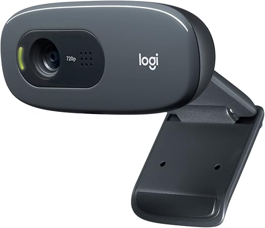 Logitech C270 Webcam HD 720p 60° Field of View, Fixed Focus, Exposure Compensation, USB Port, Noise Reduction, Universal Mount, for Skype, FaceTime, Hangouts, etc. - Black