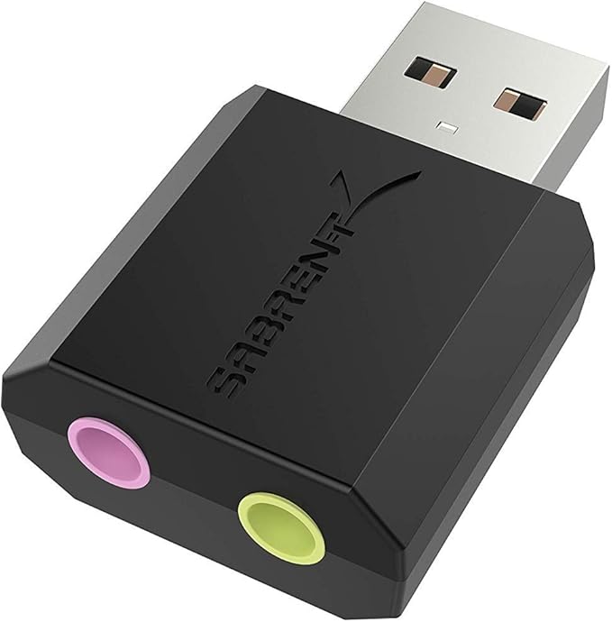 Sabrent USB External Stereo Sound Adapter for Windows and Mac. Plug and play No drivers Needed. [Black] (AU-MMSA)