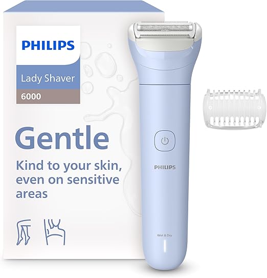 Philips Lady Shaver Series 6000 Cordless Electric Shaver for Wet and Dry Shaving, 3-Blade Shaving System, for Legs and Body, 80 Minutes Runtime, Model BRL127/00