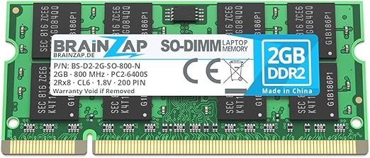 BRAINZAP 2GB DDR2 RAM SO-DIMM PC2-6400S 2Rx8 800 MHz 1.8V CL6 Notebook Laptop Memory Module