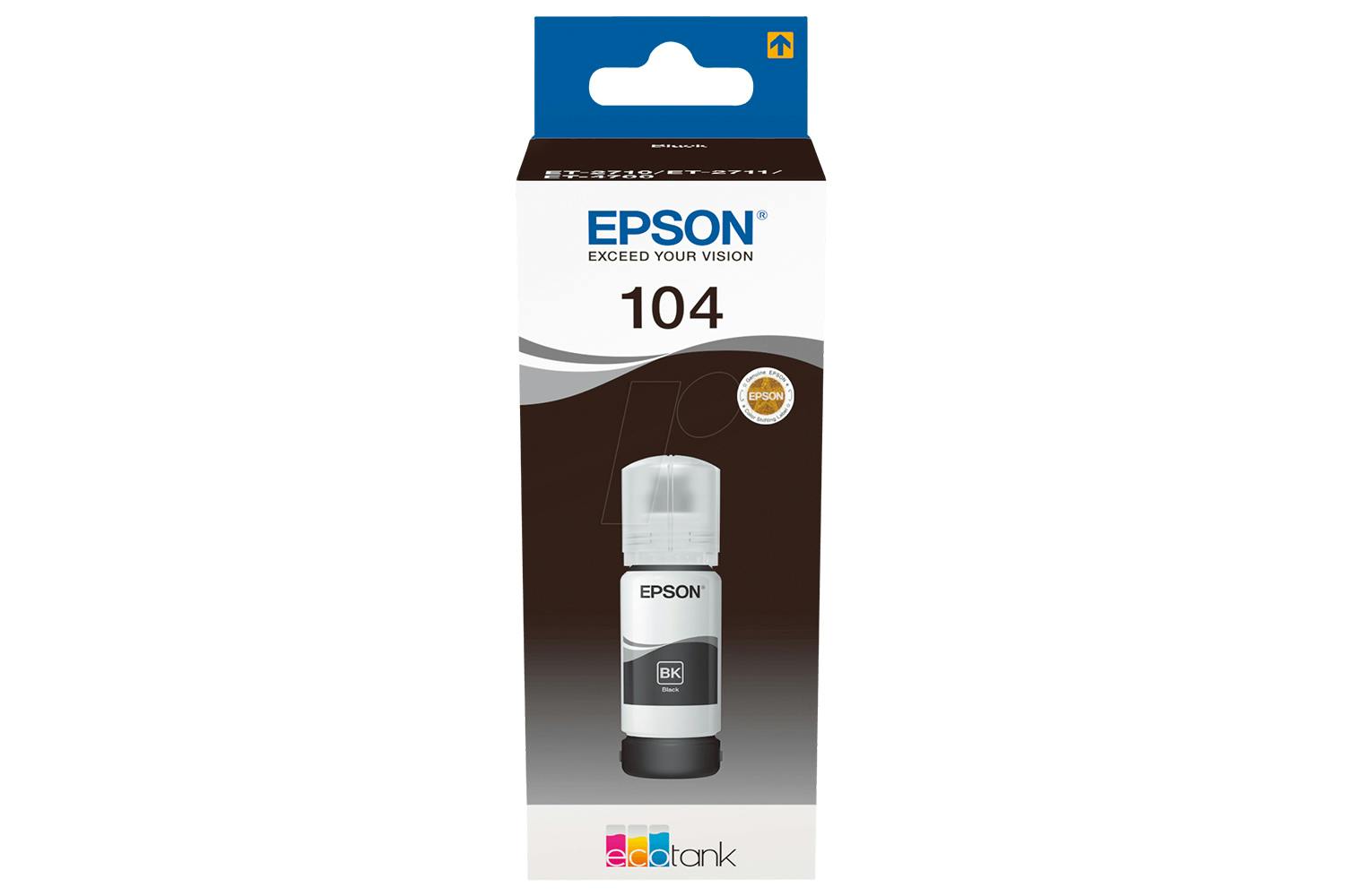 Epson 104 C13T00P140, 65ml, Ecotank Printer Ink, Black | Soundstore