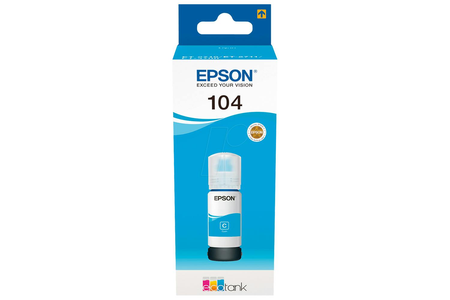 Epson 104 C13T00P240, EcoTank Printer Ink, Cyan | Soundstore