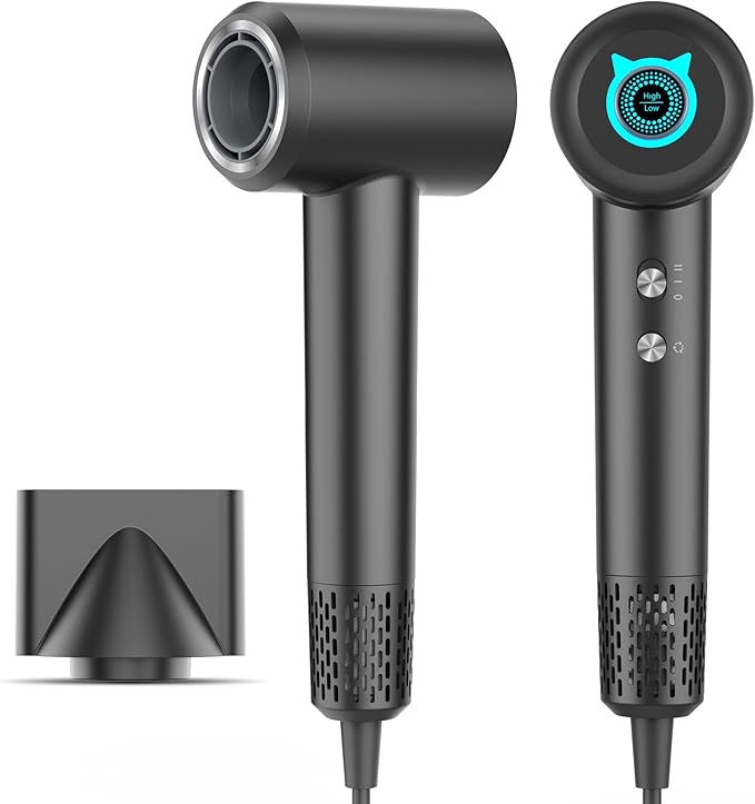 SZO Ion Hair Dryer, 200 Million Negative Ion Hair Dryer, 110,000 rpm, Brushless Motor, Quick Drying Hair Dryer, 57 dB Low Noise Hair Dryer, Intelligent Constant Temperature Hair Dryer for Travel, Home