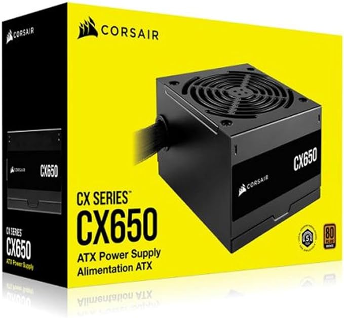 Corsair 650W CX650 PSU, Fully Wired, 80+ Bronze, Thermally Controlled Fan