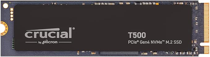 Crucial T500 1TB SSD PCIe Gen4 NVMe M.2 Internal Gaming SSD, Up to 7300MB/s, TLC NAND, Laptop and Desktop Compatible, Microsoft DirectStorage, Solid State Drive - CT1000T500SSD8