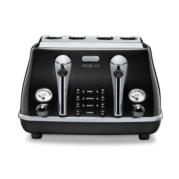 DeLonghi Icona Micalite 1800W 4 Slice Toaster - Black | CTOM4003.BK
