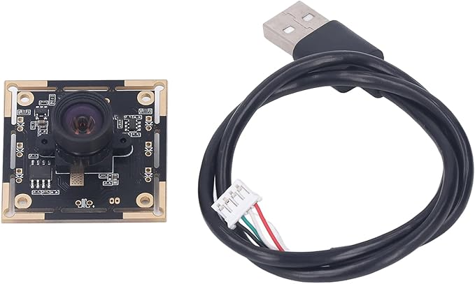 USB Camera Module 1MP HD Panorama Image 100° USB 2.0 Plug and Play Face Detection QR Code Scanning, black