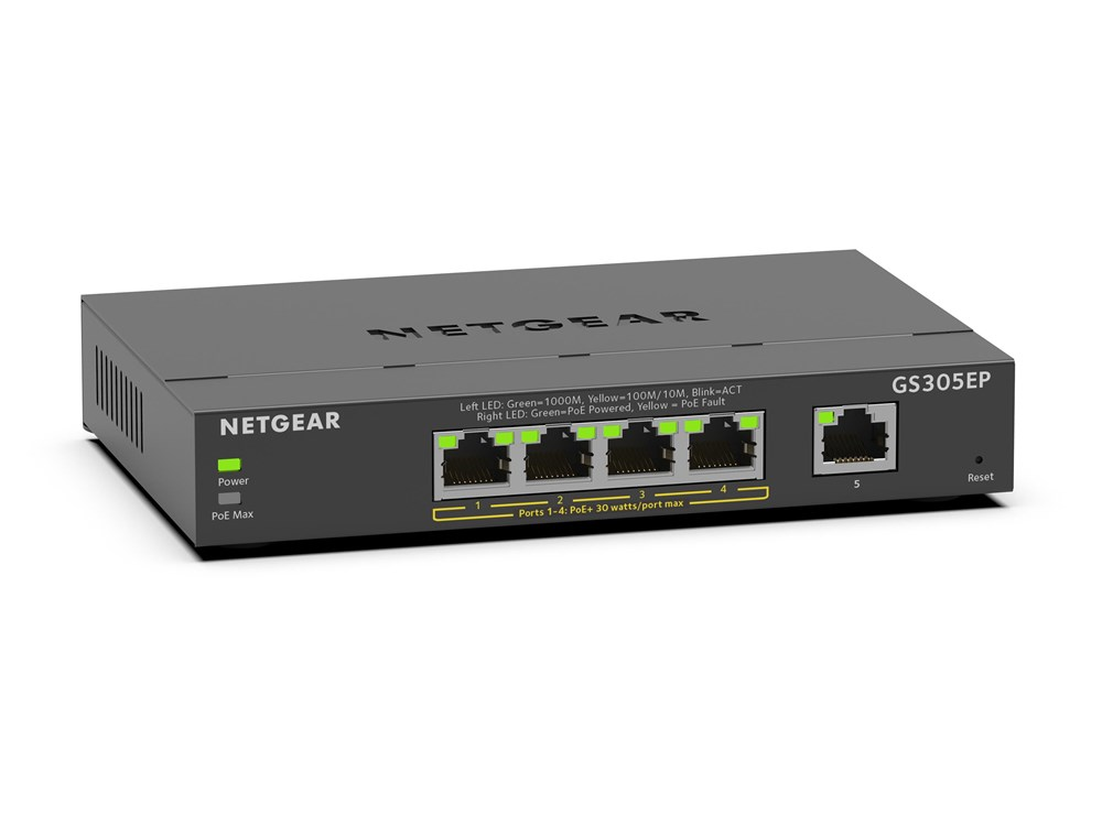 Netgear 5-Port Gigabit Ethernet PoE+ Plus Switch (GS305EP)
