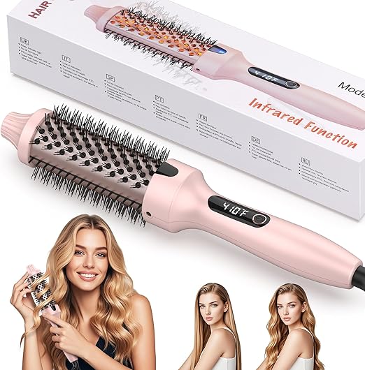 Thermal Brush, 38MM Heated Hair Curling Brush Creates Blowout Look, Ionic Round Curling Iron Make Hair Smoother