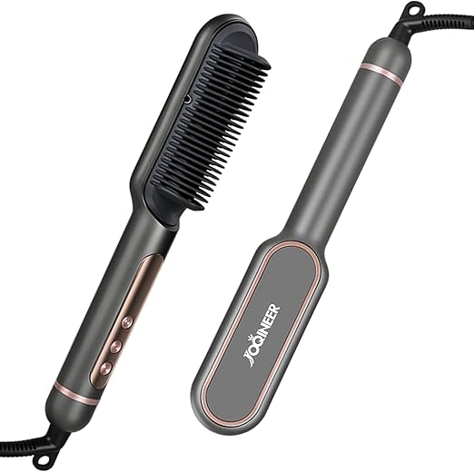 Negative Ionic Hair Straightener Brush-Upgrade Straightening Comb with Negative Ions,9 Temp Settings & LED Display,Anti-Scald, Professional Styling Tools