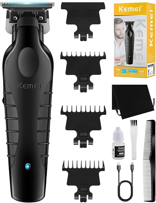 KEMEI 2299 Professional Hair Clipper for Men, Cordless Electric Beard Trimmer Men, Zero Gapped T-Blade Hair Trimmer with 3 Guide Combs