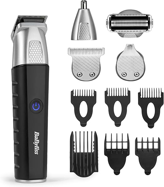 BaByliss Lithium Power 11 in 1 Multi-Trimmer, Cordless Grooming Kit with Beard, Body, Ear & Nose Hair Trimmer, Waterproof, Gifts for Men, Black
