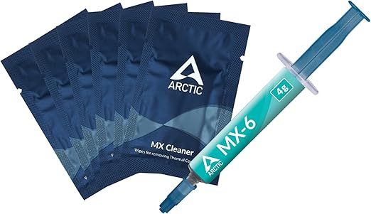 ARCTIC MX-6 (4g + 6 MX Cleaners) - Ultimate Performance Thermal Paste for CPU, Consoles, Graphics Cards, Laptops, Very High Thermal Conductivity, Long Durability, Non-Conductive, Non-Capacitive