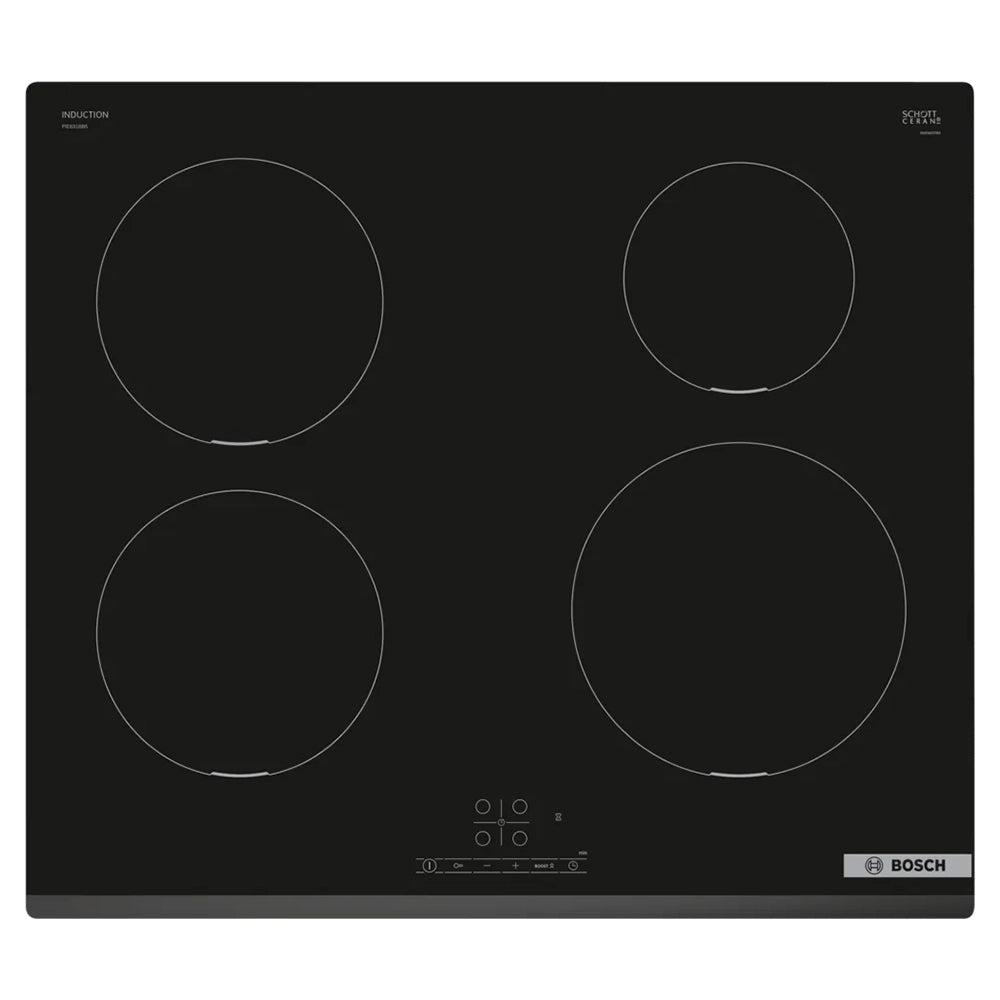 Bosch Serie 4 PIE631BB5E, 60cm, 4-Zone Induction Hob, Black | Soundstore
