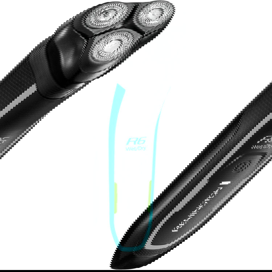 Remington R6 Aqua Wet & Dry Mens Electric Rotary Shaver (100% Waterproof, Pop up trimmer, 60min usage, 90min charge, 5min Quick charge, Cordless, USB Charging, Travel pouch) R6000