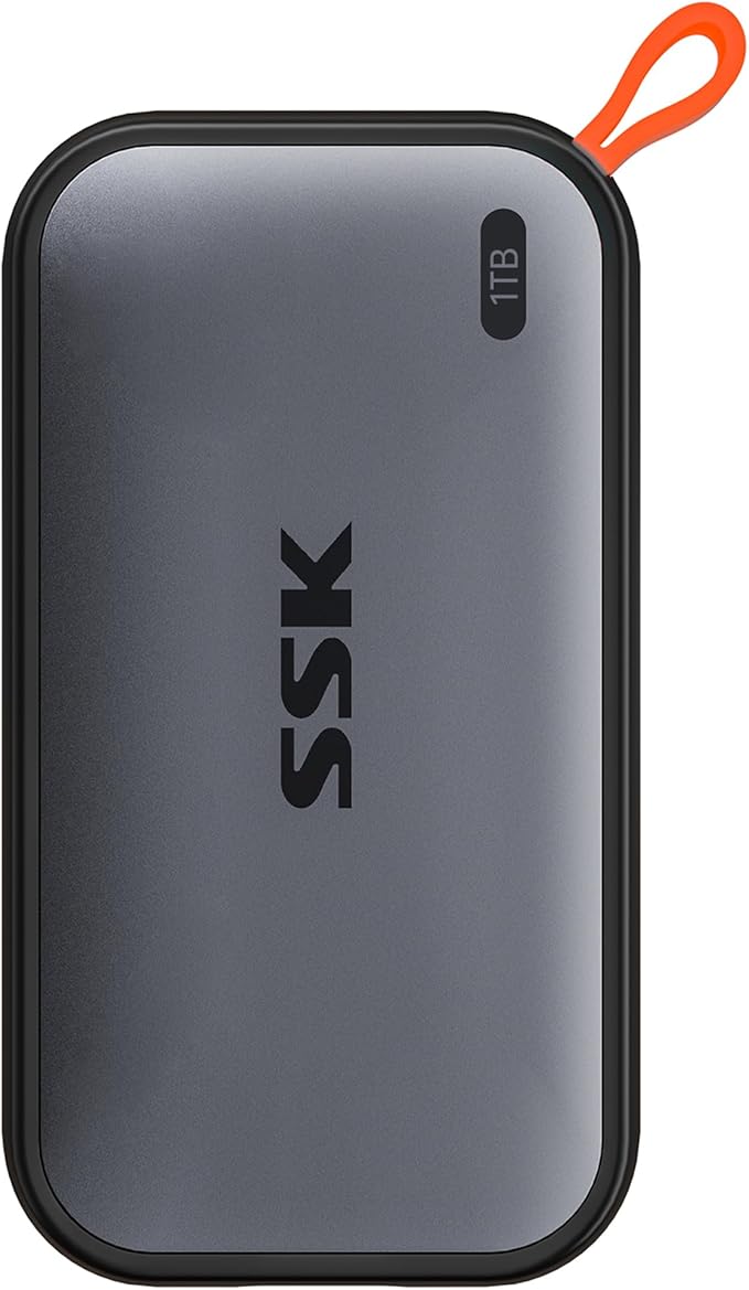 SSK 1TB Portable External NVME SSD, Up to 1050MB/s, Extreme Transfer Speed, USB 3.2 Gen 2 Solid State Drive for Type-C Smartphones, PS5, Xbox, Laptop, MacBook/Pro/Air and More