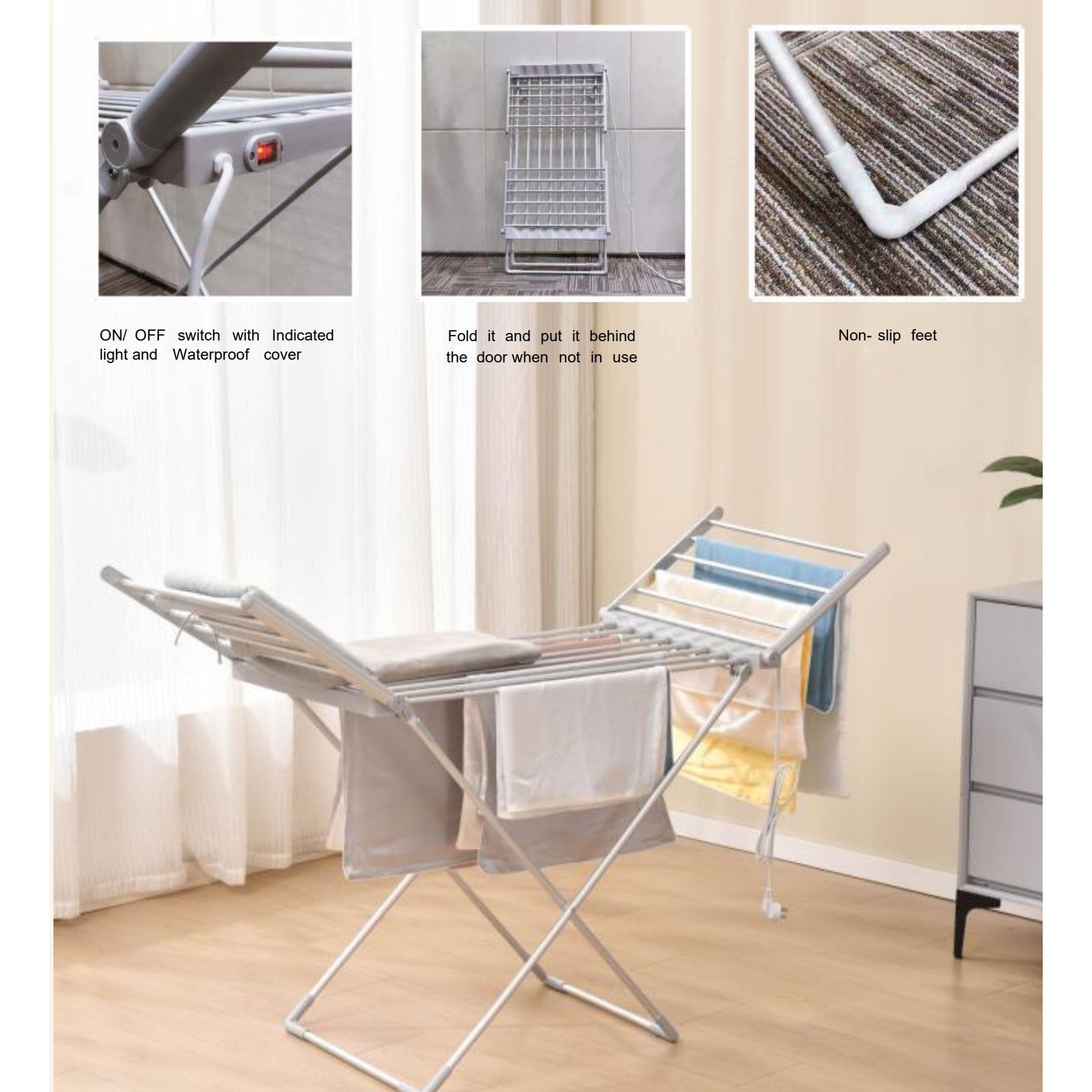 Schuss Foldable Electric Towel Warmers - White | SHXECDUK