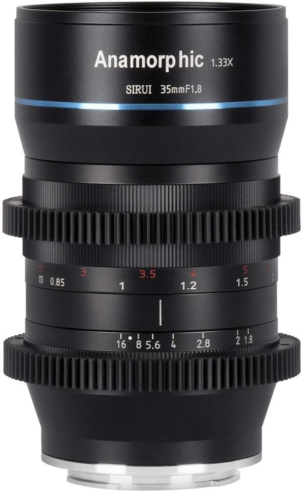 SIRUI 35mm F1.8 1.33X Anamorphic APS-C Cinema Lens (MFT Mount Includes E-Mount Adapter) for GH5, GH6, BMPCC, a6000, a6400, ZV-E10, FX30