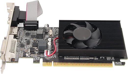1GB DDR3 Graphics Card, 64 Bit 589MHz 1GB DDR3 Graphics Card with Silent Cooling Fan, DVI VGA HDMI Interface, PCI Express 2.0x16 for Office