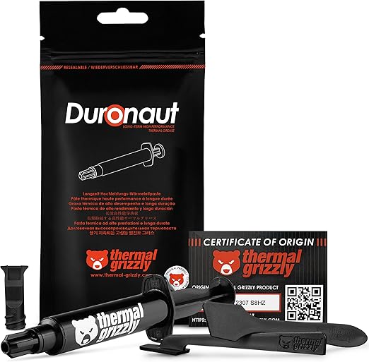 Thermal Grizzly Duronaut - 6 Gram - Enhanced Durability & High Performance Thermal Paste - for Maximum Thermal Conductivity While Overclocking CPU/GPU/PS4/PS5/Xbox