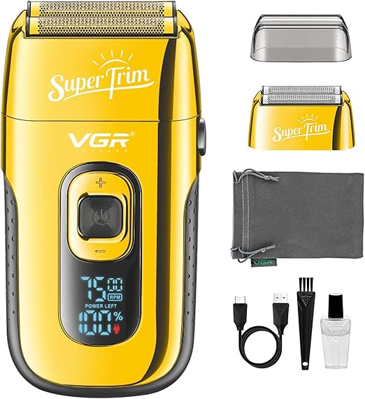 VGR Electric Foil Shaver for Men - 7500 RPM - Pop-up Trimmer - Cordless Razor Shaving Machine for Face, Beard, Neck, Bald Head, Skin Fade - Rechargeable USB 150 Min Battery - Close Clean Shave