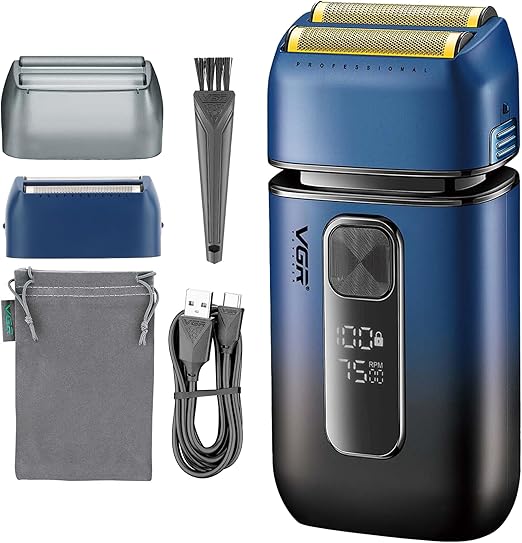 VGR Electric Foil Shaver for Men 7500RPM Pop Up Trimmer USB C Rechargeable 120min Battery for Face Hair Beard Neck Bald Skin Fading