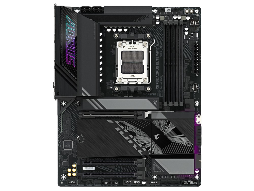 GIGABYTE X870E A Elite WIFI7 Motherboard - Supports AMD Ryzen 9000 CPUs, 16+2+2 Phase Digital VRM, up to 8000MHz DDR5 (OC), 3xPCIe 5.0, Wi-Fi 7, 2.5GbE LAN, USB 4
