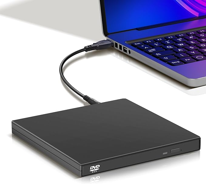YAODHAOD External CD DVD Drive, USB 2.0 Portable Optical Disc Drive, CD RW Reader DVD Player for Laptop Desktop PC Mac Windows 11/10/8/7, Mac, Linux OS
