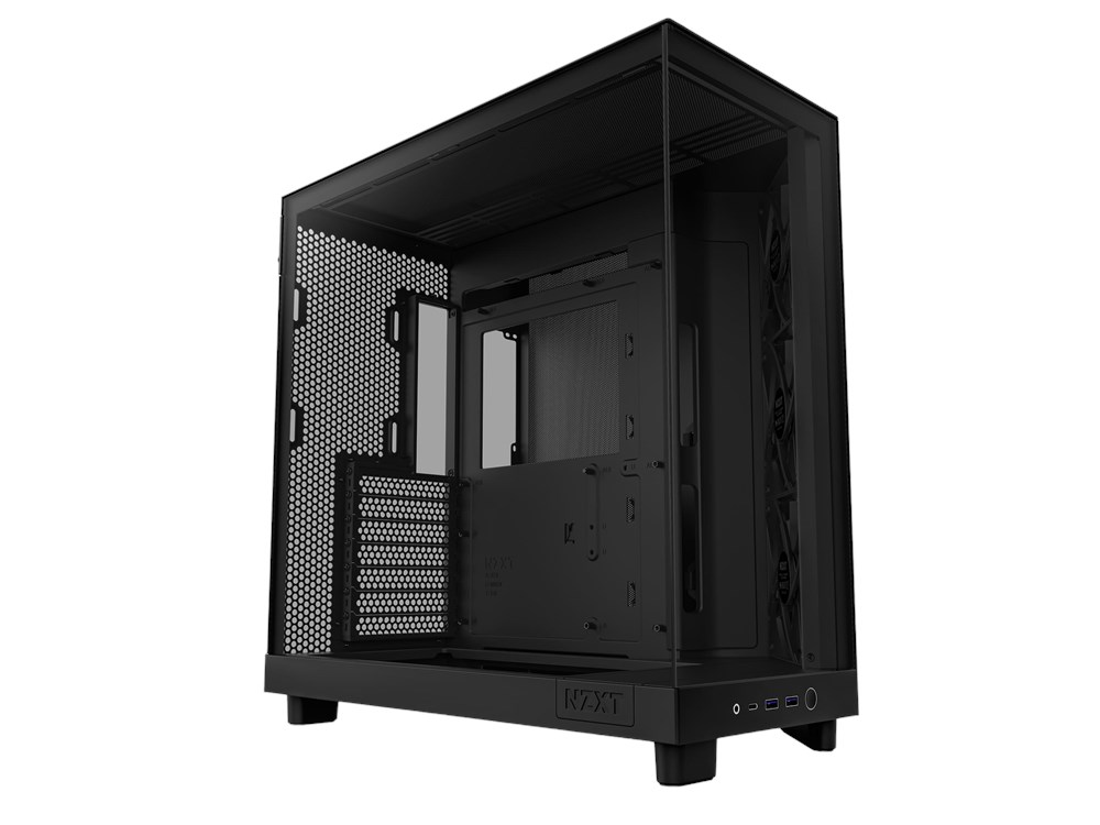 NZXT H6 Flow CC-H61FB-01 Compact Dual-Chamber Mid-Tower Airflow Case Panoramic Tempered Glass Panels High-Performance Includes 3 x 120mm Fans Cable Management Black